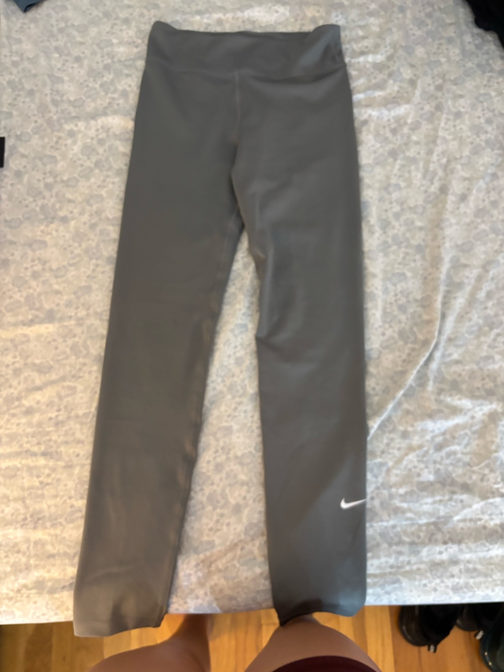 Nike Gray High-Waist Leggings with Swoosh